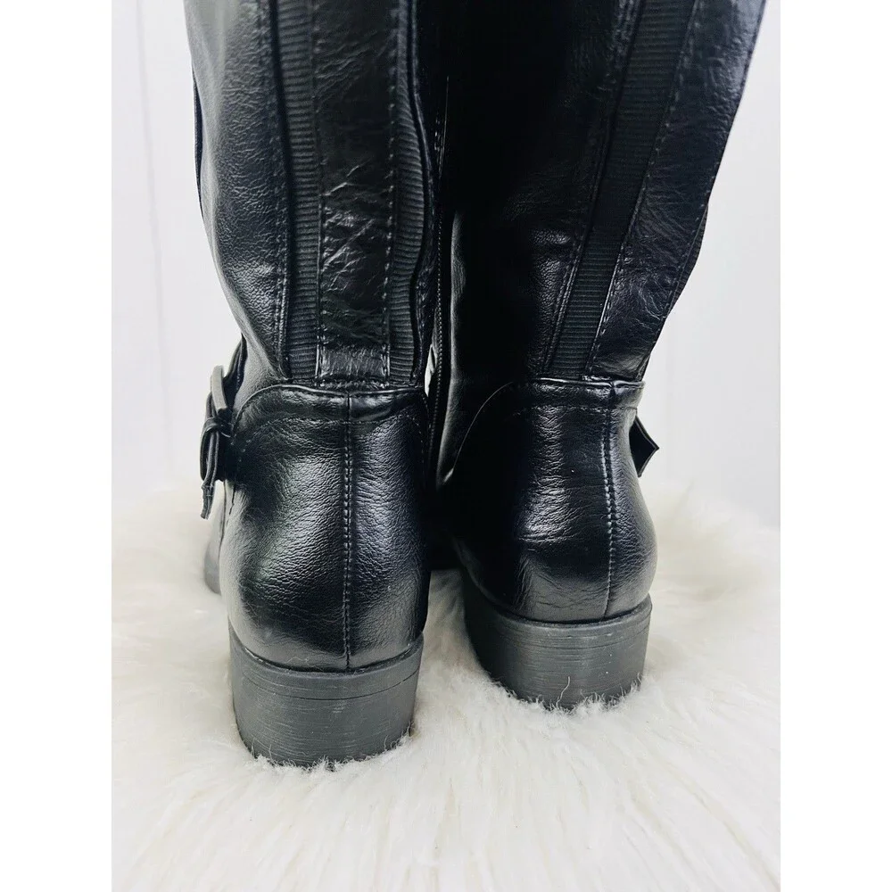 Croft & Barrow Ortholite Black Knee-High Vegan Leather Riding Boots Size 7M